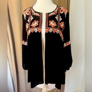 Kimono style open cardigan with ties